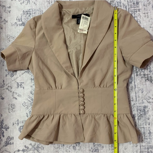 VTG Arden B Light Tan Peplum Short Sleeve Blazer S - Picture 6 of 12